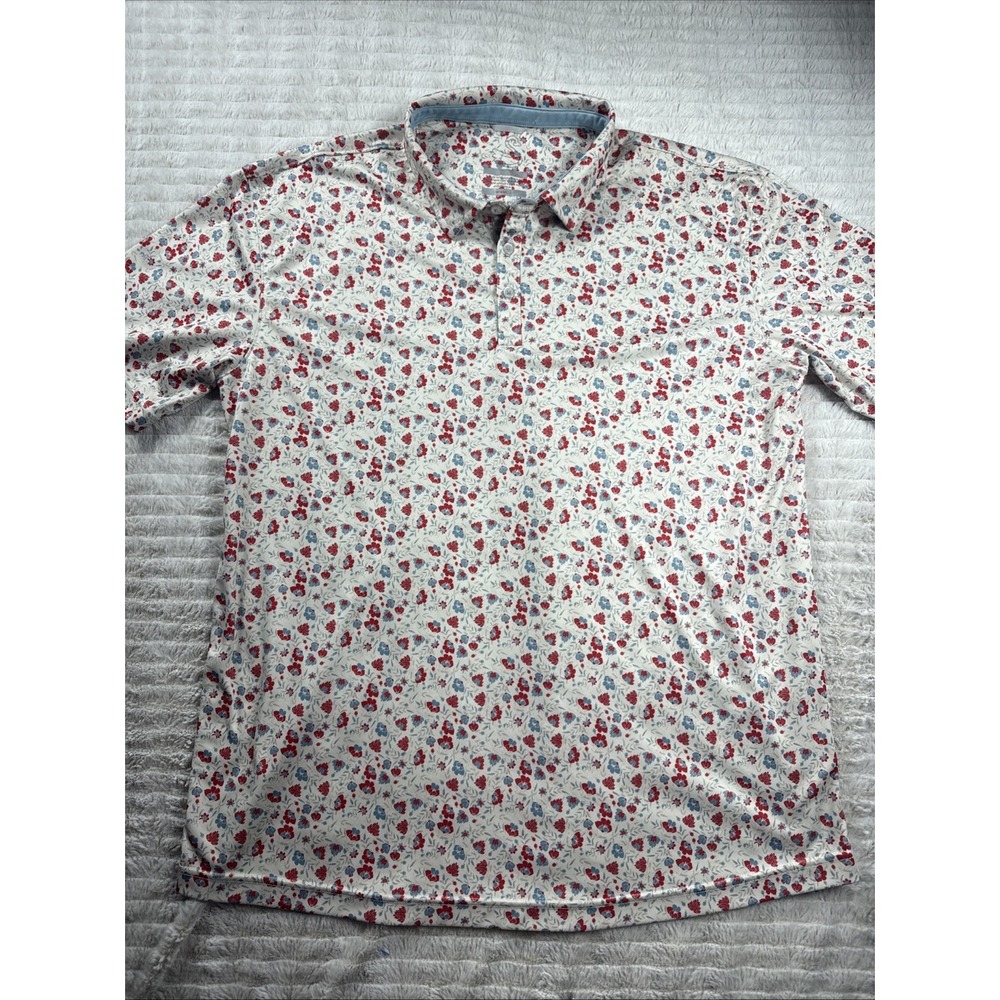 Swannies Golf Polo Shirt Mens 2XL Red Hawaiian Floral All Over Print NICE